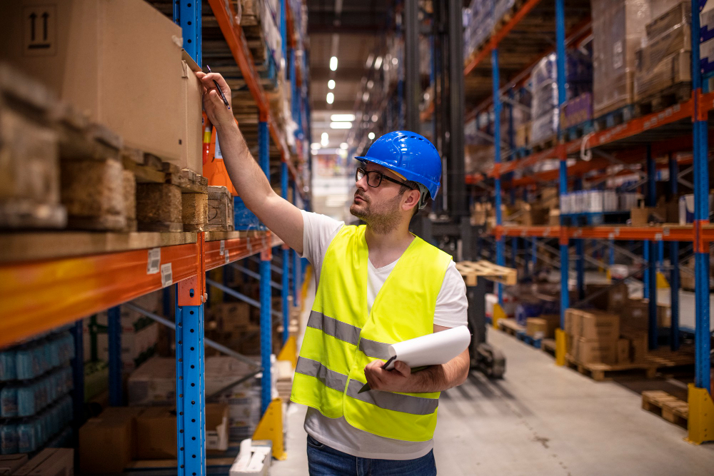 Magazijnmedewerker verzamelt orders in een warehouse