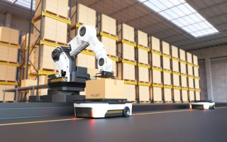 Automated warehouse robots supporting logistics operations in the Netherlands